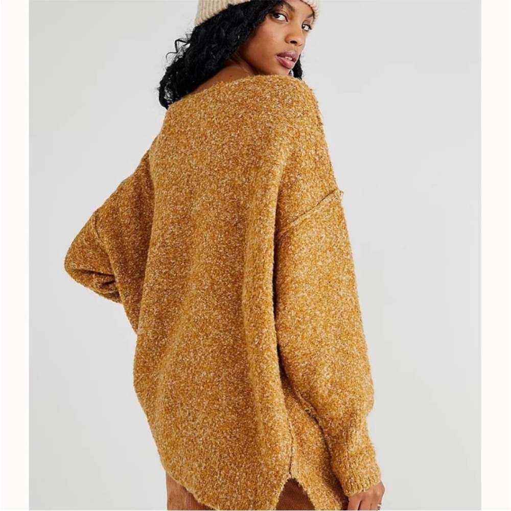 Free People Moira Slouchy Oversized Tunic Sweater in Mustard Size XSmall
